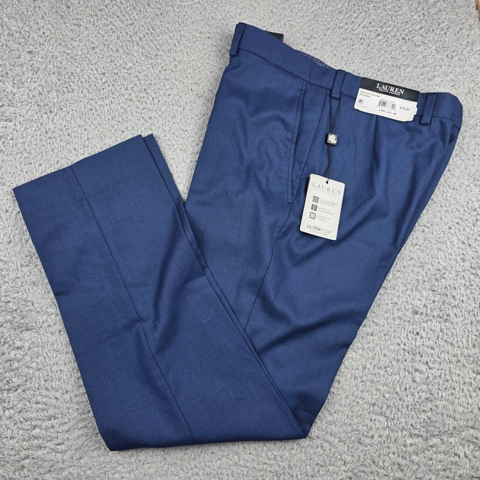 Lauren Ralph Lauren Dress Pants Women 14h Bright Navy Heugene Ultraflex Stretch